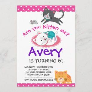 Kattfödelsedagsinbjudan, Pet adoption party Inbjudningar