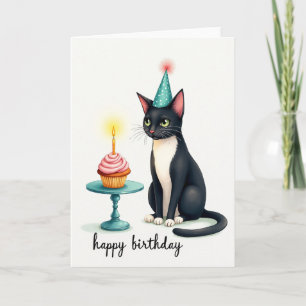 Kattfödelsedagskuppkakort Kort