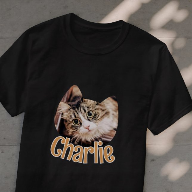 Kattform Modern enkel Anpassningsbar Pet Cat Photo T Shirt (Skapare uppladdad)