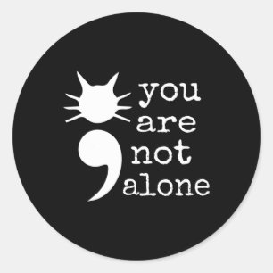 Kattform Semikolon Gift Suicide Prevention Awaren Runt Klistermärke