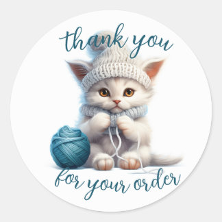 Kattförpackningsmärken för handgjorda affärer runt klistermärke