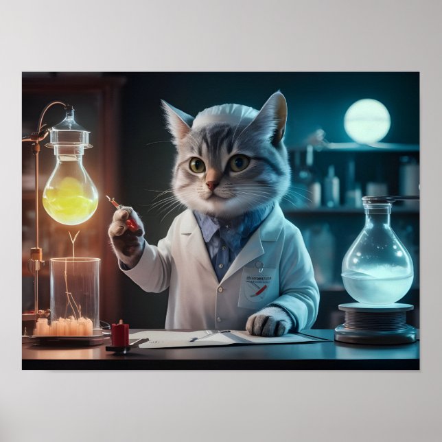 Kattforskare i Lab Poster (Framsidan)