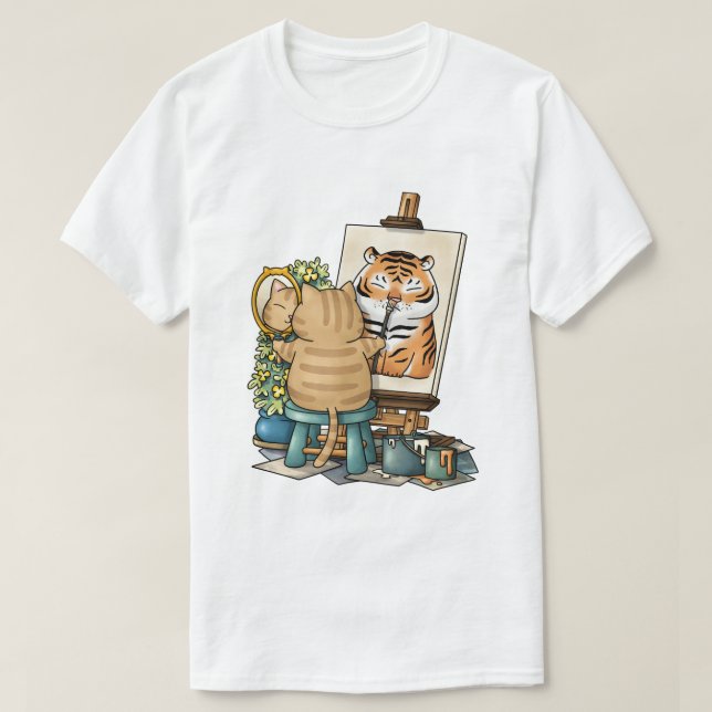 Kattförtroende Självporträtt i tigern T Shirt (Design framsida)