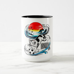 Kattfotbolls Muggsor Gift för kattälskare & sportf Mugg