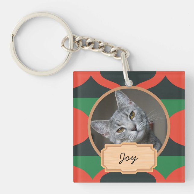 Kattfoto av grönt och röd julmas-helgdag (Framsidan)