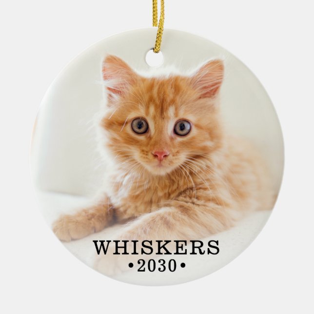 Kattfoto Julgransprydnad Keramik (Framsidan)