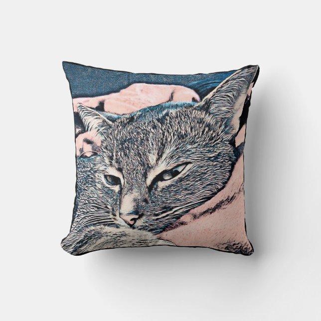 Kattfoto, katt, sällskapsdjur, lustig katt-, paste kudde (Framsida)