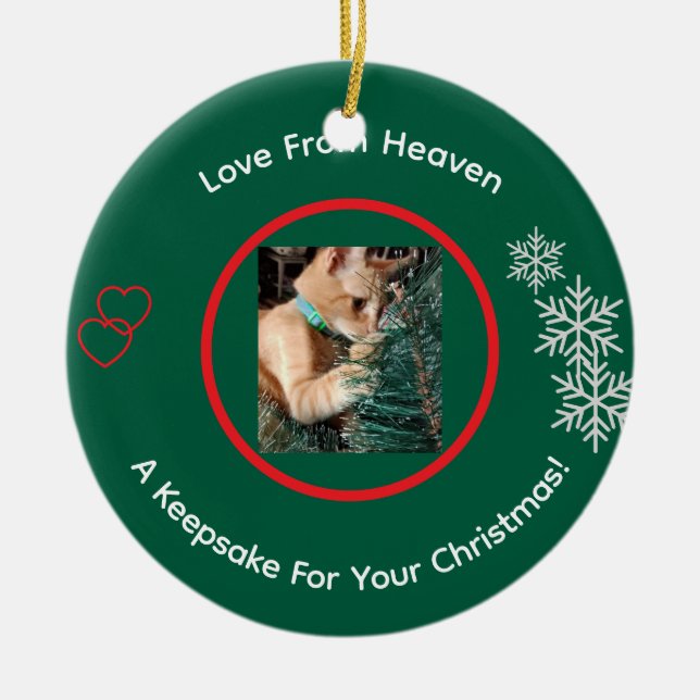 Kattfoto Minnesmärke Julgransprydnad Keramik (Framsidan)