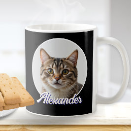 Kattfoto och namn Snygg svart Kaffemugg