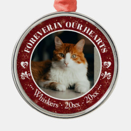Kattfoto och namnminne för evigt i våra hjärtan julgransprydnad metall