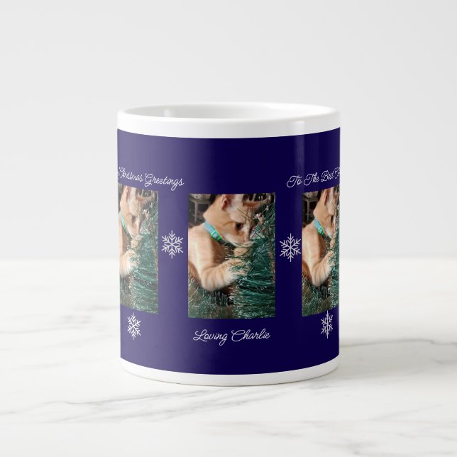 Kattfoto Personlig Blå Marin Kopp Jumbo Mugg (Framsidan)