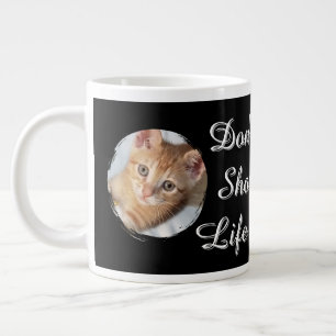 Kattfoto, text, utbytbar, jumbo mugg