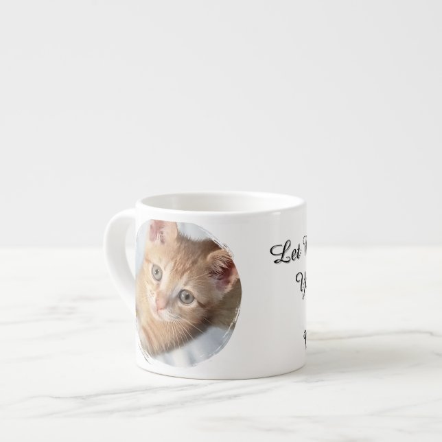 Kattfoto, text, utbytbar, Rolig, Kattälskare Espressomugg (Framsida vänster)