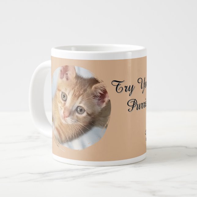 Kattfoto, text, utbytbar, rolig, kattälskare jumbo mugg (Framsida vänster)