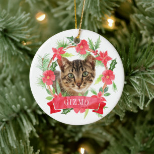 Kattfoto Vattenfärgskrans Julgransprydnad Keramik