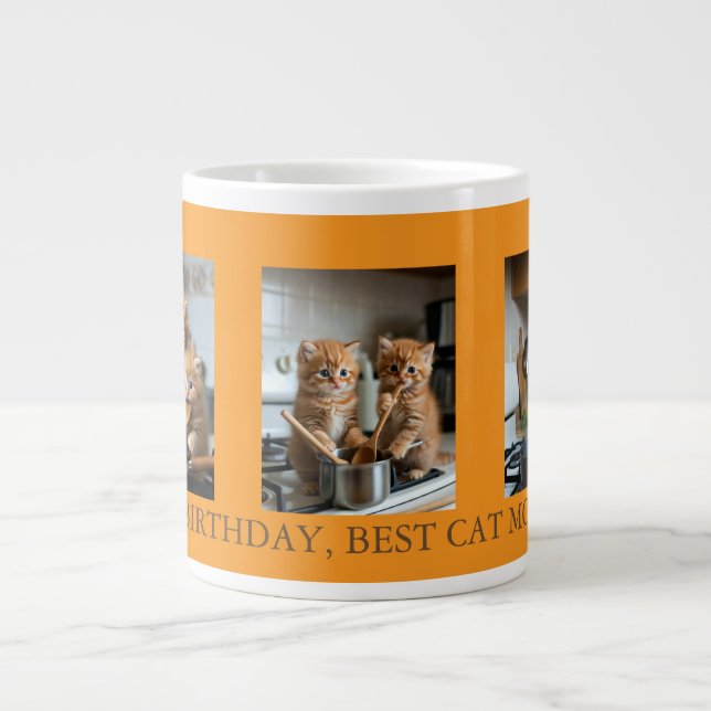 Kattfotocollage Bästa kattmamma Jumbo Mugg (Framsidan)