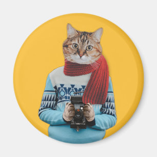 Kattfotograf i vintage-svärm med särdrag magnet