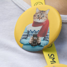 Kattfotograf i Vintage Sweater Quirky Knapp