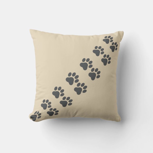 Kattfotsavtryck Trail Beige Linne Textur Kudde (Framsida)