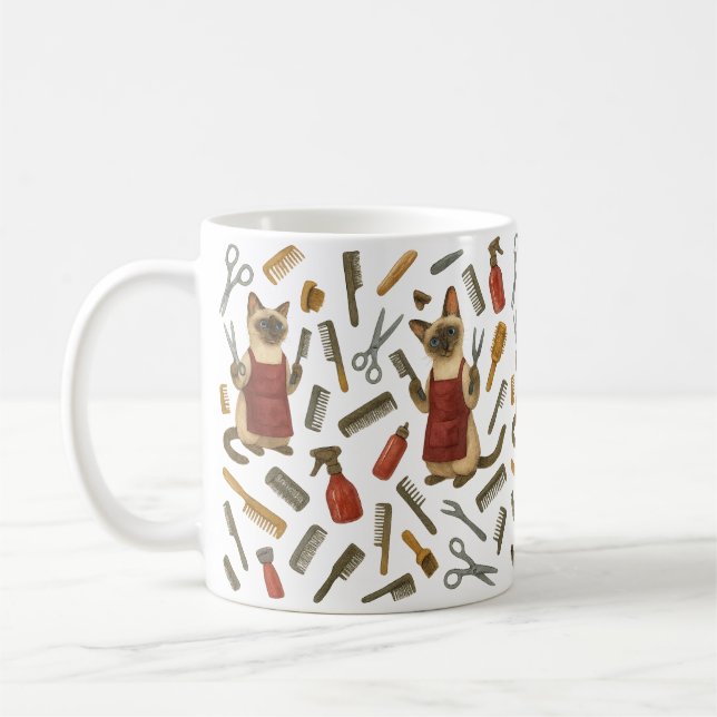 Kattfrisör Husdjursvård för kattälskare Kaffemugg (Vänster)