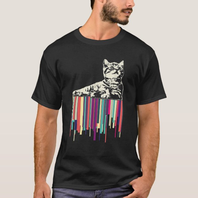 Kattfunny Retro-design För manar kvinnor och barn T Shirt (Framsida)