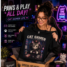 Kattgammar T-Shirt | Söt Gaming Katt Tröja för Spe