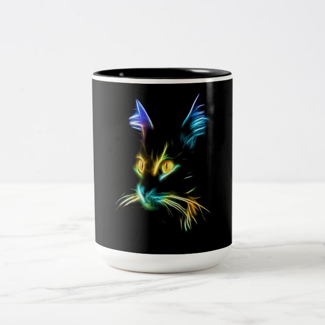 Kattgåva| Cat Ansikte färglöst Verkligen Nice Två-Tonad Mugg (Center)