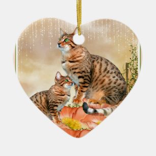 Kattgåvor av bengalisk karaktär julgransprydnad keramik