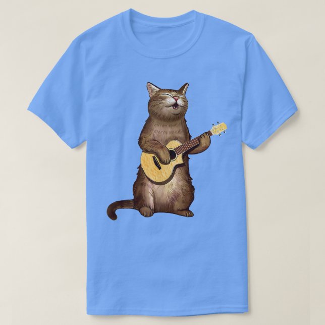 Kattgåvor för kattälskare som leker med ukulele T  T Shirt (Design framsida)