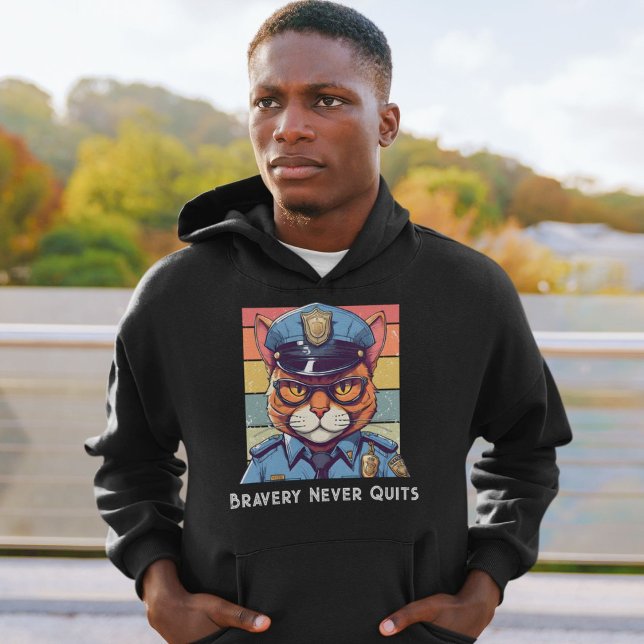 Kattgåvor till poliser Pappa, farmapor Hoodie (Birthday Cat Gifts for Police Officers Dad Grandpa)