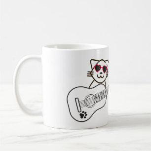 Kattgitarr - med Hjärtformade Solglasögon Kattmusi Kaffemugg