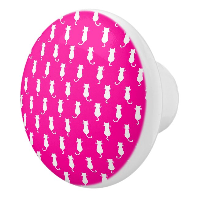 Kattglädje för evigt - Whimsical Cats Fucshia Knopp (Höger)