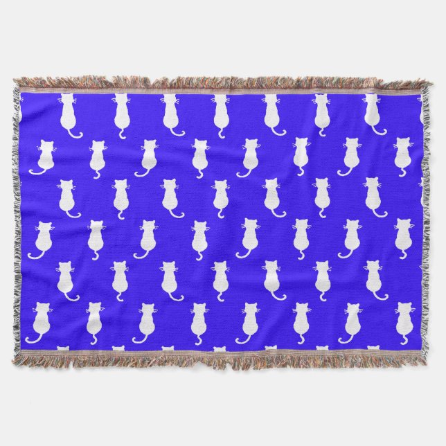 Kattglädje för evigt - Whimsical Cats Royal Blue Filt (Framsidan)
