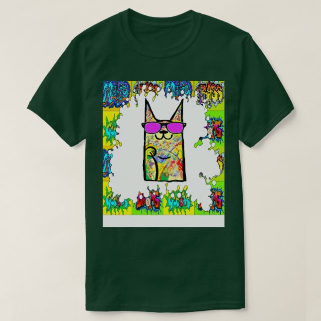 Kattgraffiti coola art t shirt (Design framsida)