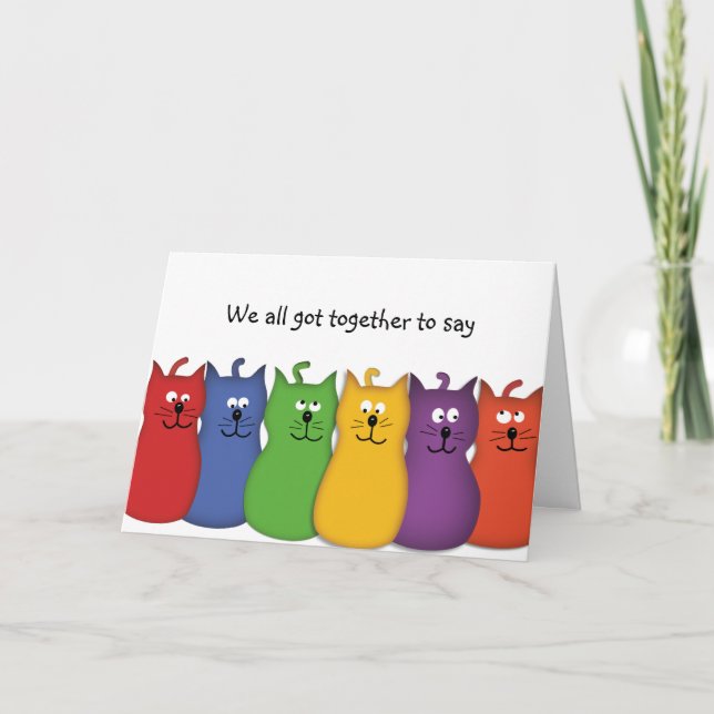 Kattgrupp Födelsedag God Jul Congrats Lycka Till Kort (Framsida)