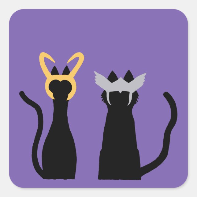 Kattgudar  fyrkantigt klistermärke (Framsida)