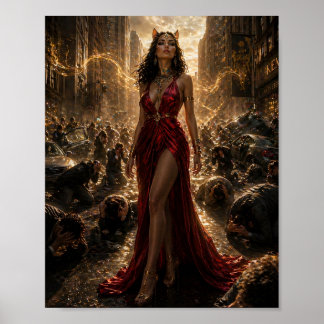 Kattgudinna av Inflytande Affisch