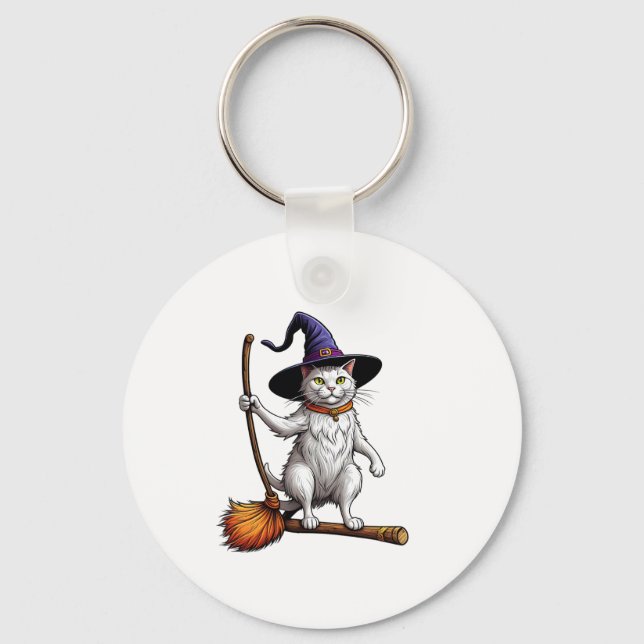 Kattguiden Halloween Witch Mystical Cat Lovers _1 Nyckelring (Framsida)