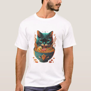 kattgummi, Cute Cat Eating Ramen, japanskt nudde T Shirt