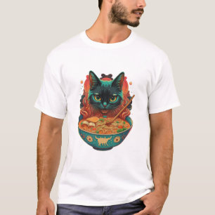 kattgummi, Cute Cat Eating Ramen, japanskt nudde T Shirt