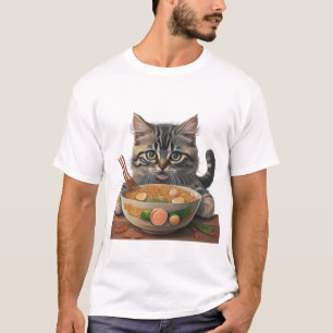 kattgummi, Cute Cat Eating Ramen, japanskt nudde T Shirt