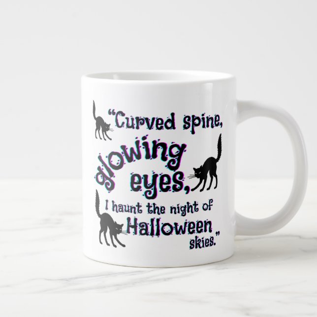 katthalloween, glödande ögon jumbo mugg (Höger)