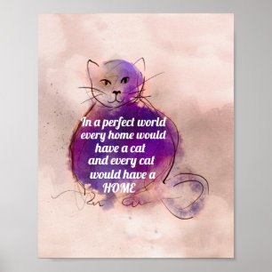 katthälscitat i vattenfärgsdesign poster