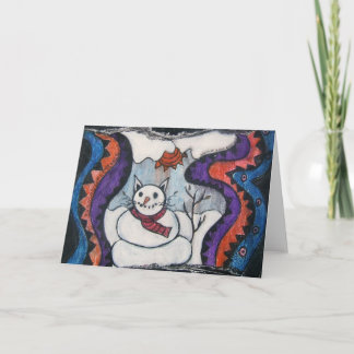 Katthälsningskort i snö helgkort