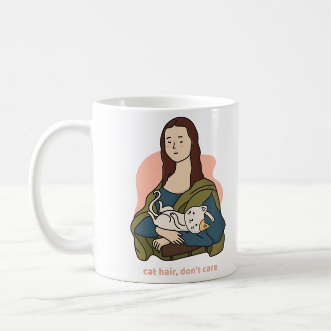 Katthår bryr sig inte om gullet, Mona Lisa Kaffemugg (Vänster)