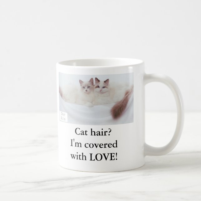 Katthår? Mig förmiddag som täckas med KÄRLEK! Kaffemugg (Höger)