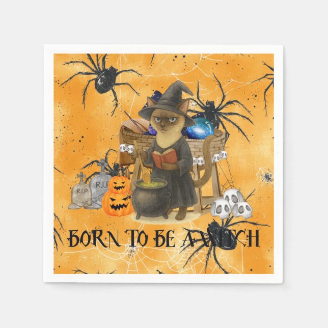 Katthäxa på Halloween fest Pappersservett (Framsidan)