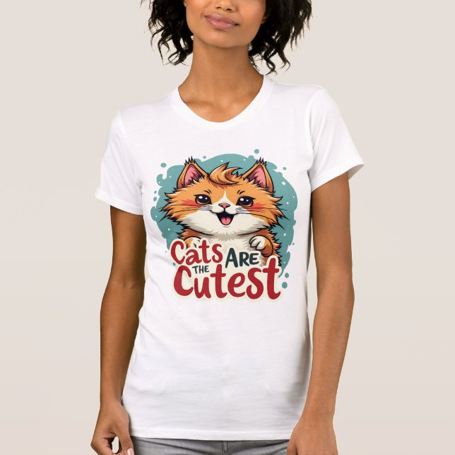 Katthöjd i Stil T Shirt (Framsida)