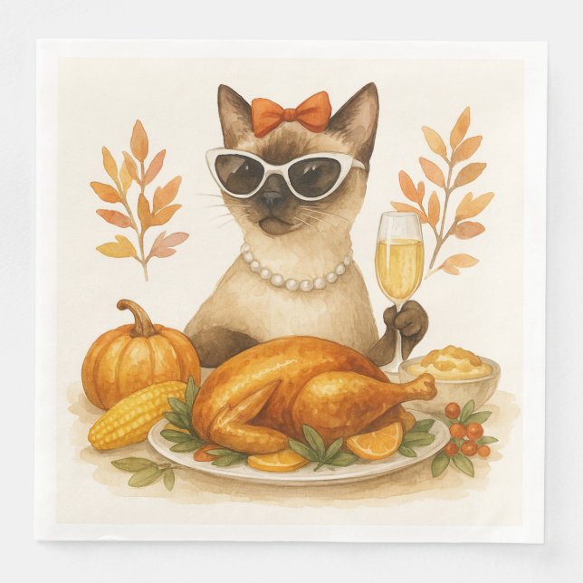 Katthona med Thanksgiving från Turkiet Pappersservett (Framsida)