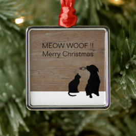 Katthundillustrationen silhouettes jul julgransprydnad metall